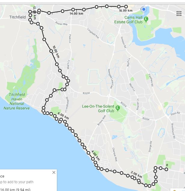 Charity walk route